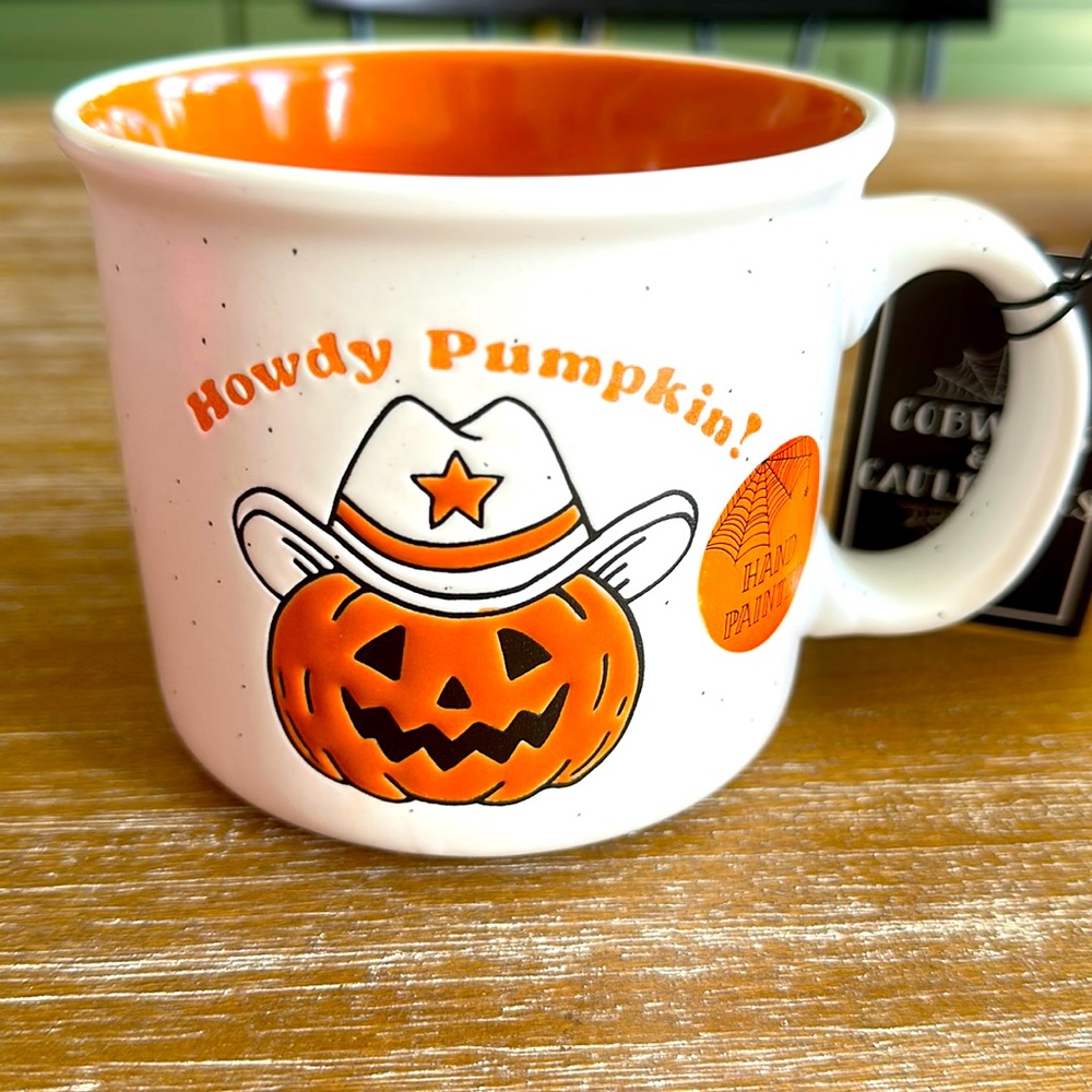 NEW Cobwebs and Cauldrons Cowboy Pumpkin Mug